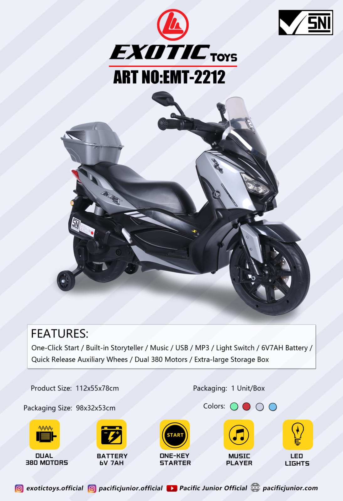 motor aki xmax exotic emt 2212 motor mainan anak aki nmax , motoran aki