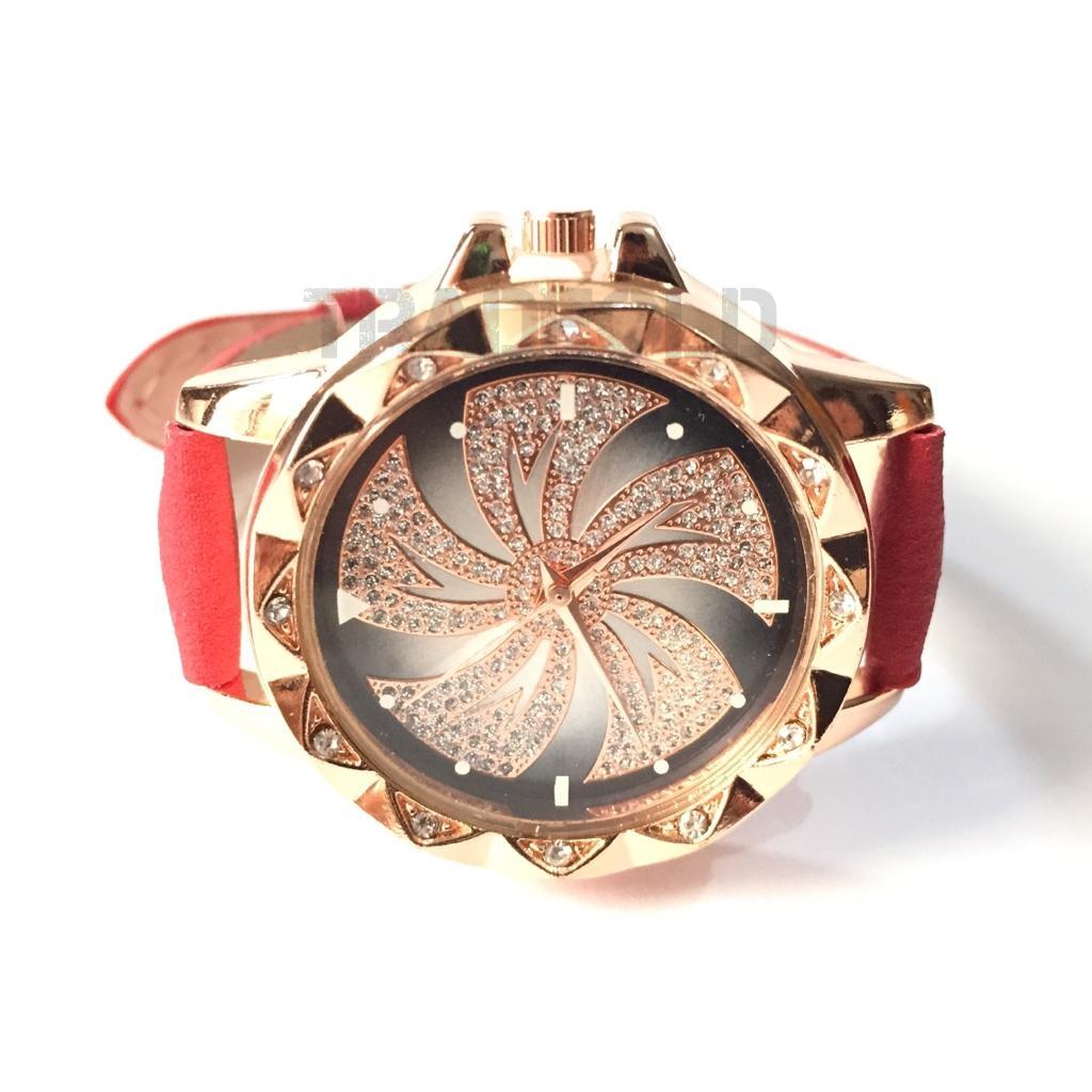 Jam Tangan Fashion Wanita Terbaru Strapp Kulit PU Elegant - Jam Tangan Kristal Tali Kulit