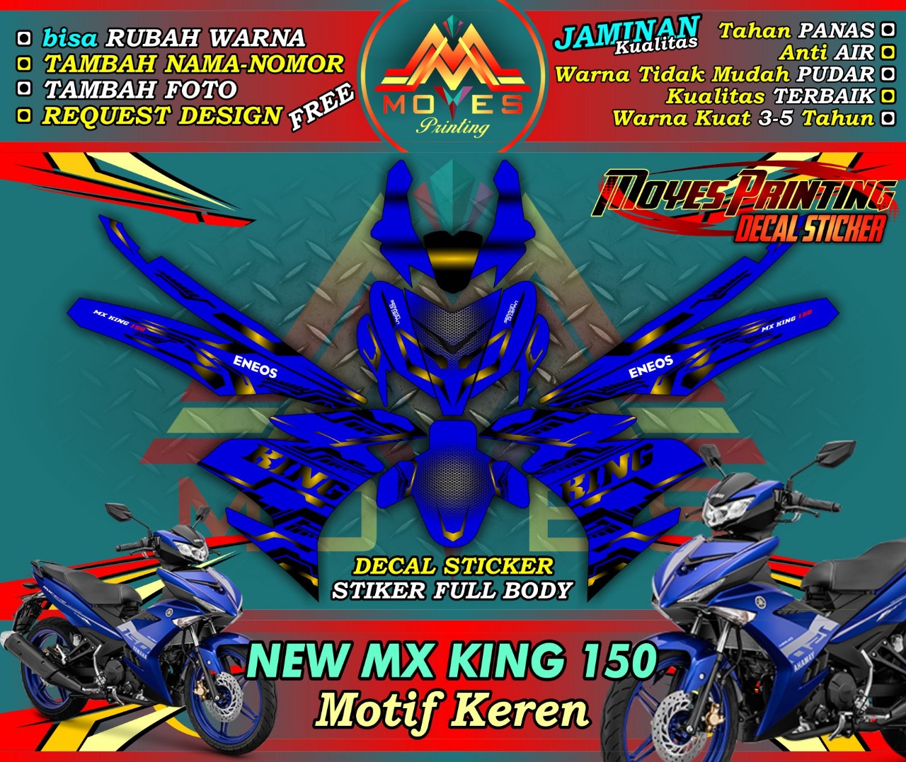 Sticker decal Yamaha New Mx King 150 Full Body Blue Kreen Decal
