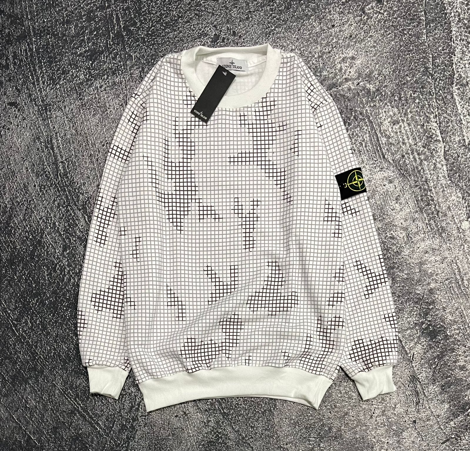 SWEETER CREWNECK STONE ISLAND GRID CAMO /CASUAL Sweater Hoodie