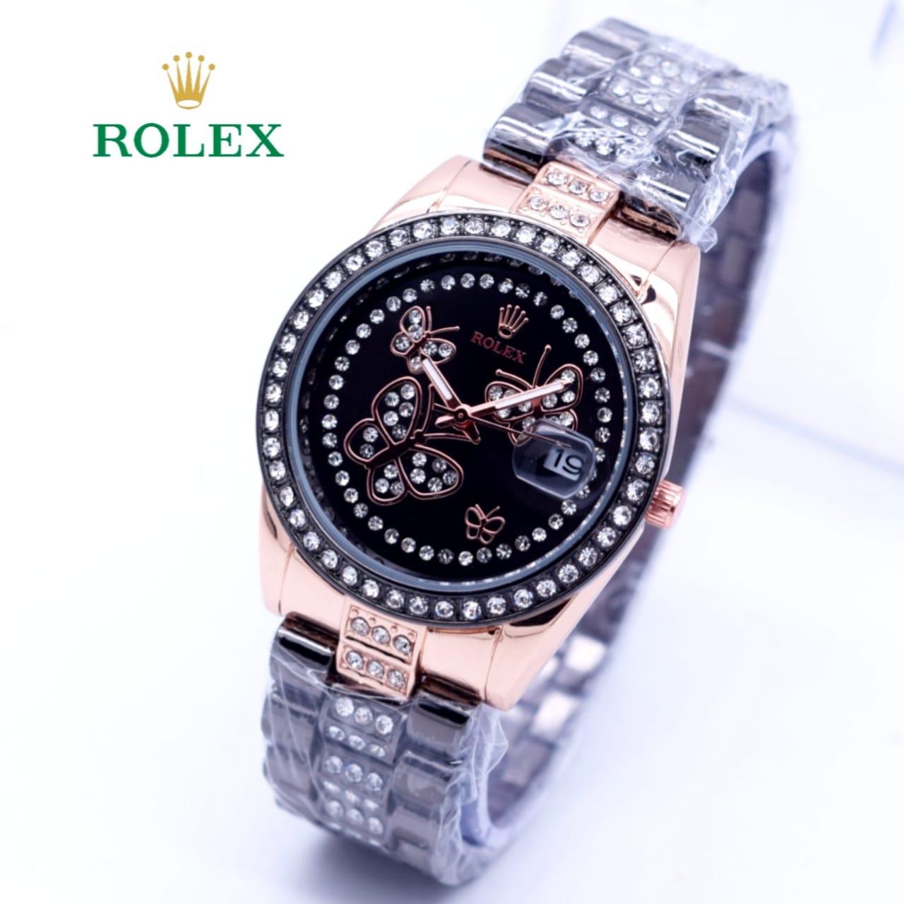 Jam Tangan Wanita Rolex Kupu Butterfly Tanggal Rantai