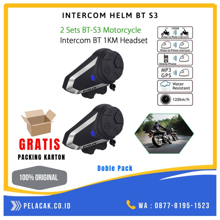 Diskon Intercom Helm BT S3 upgrade dari intercom BT S2 Dual Pack  Berkualitas | Lazada Indonesia