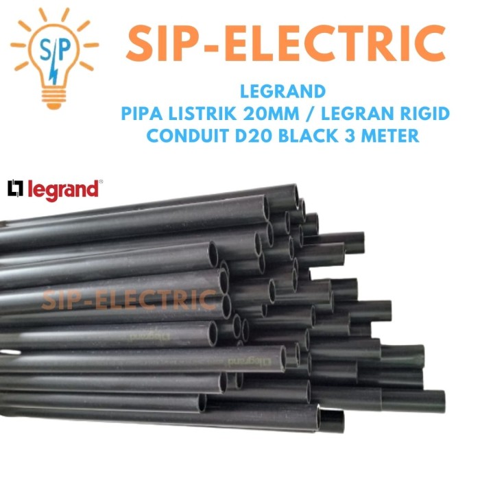 LEGRAND PIPA LISTRIK 20MM / LEGRAN RIGID CONDUIT D20 BLACK 3 METER ...