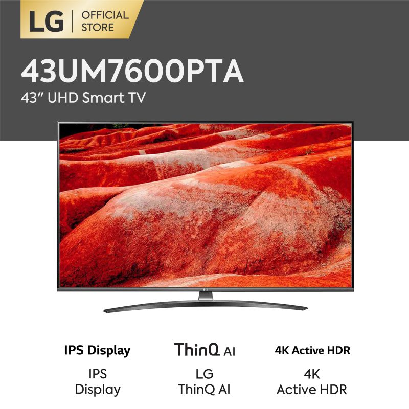 LG 43 Inch UHD webOS Smart TV - Hitam (Model 43UM7600PTA)