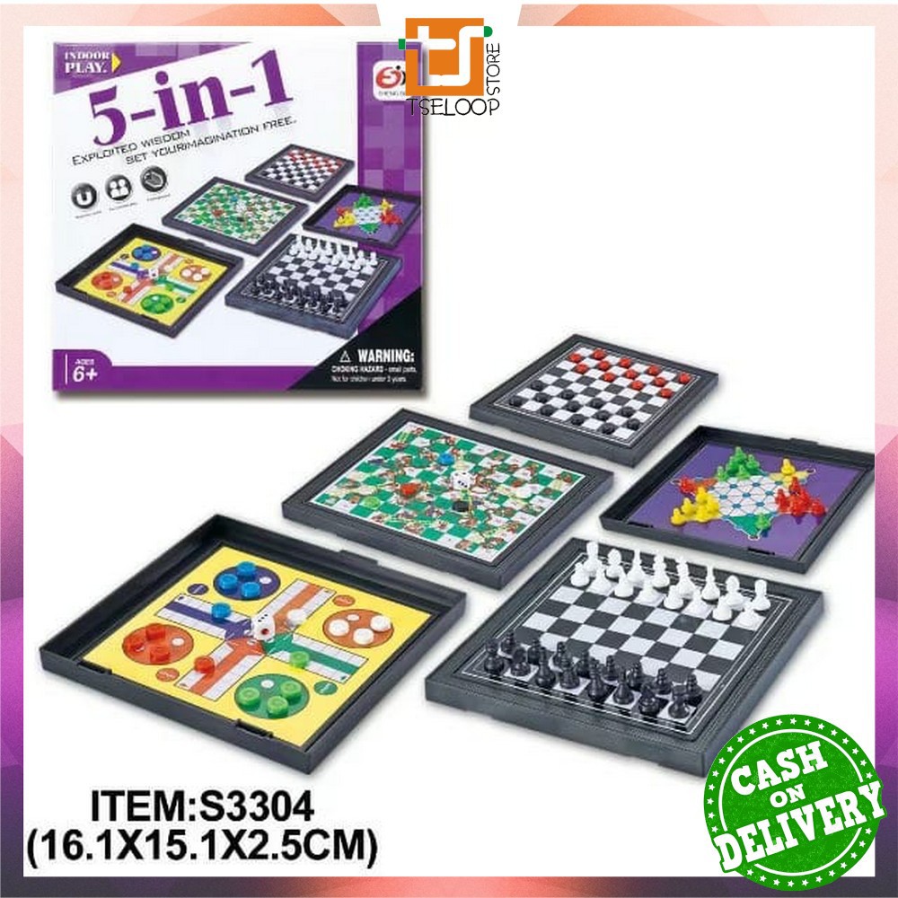 Board Games 5in1 // Permainan Papan Catur Game Ludo