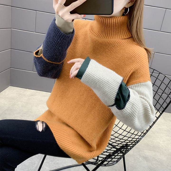 orange turtleneck sweater plus size