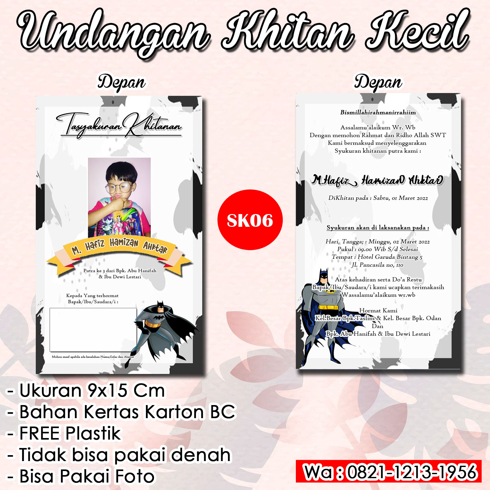 (PER 50 PCS) SK06 UNDANGAN SUNAT KECIL / SUNATAN MURAH / SURAT UNDANGAN