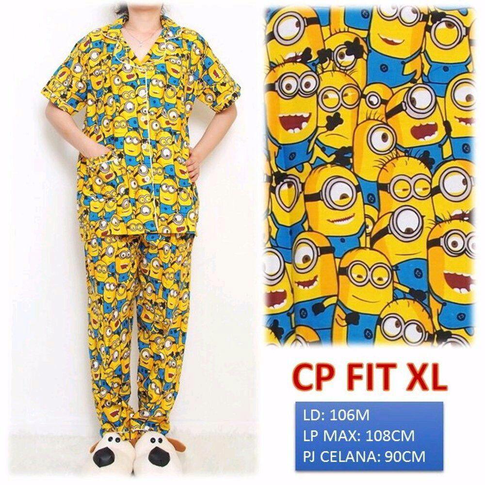 CP MINION BAJU TIDUR DEWASA/PIYAMA/PIJAMAS/SETELAN BAJU TIDUR/KATUN JEPANG