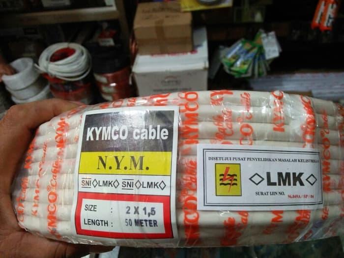 Kabel Listrik Kawat Tembaga NYM 2X1,5 KYMCO /ROLL/50M - ready stock