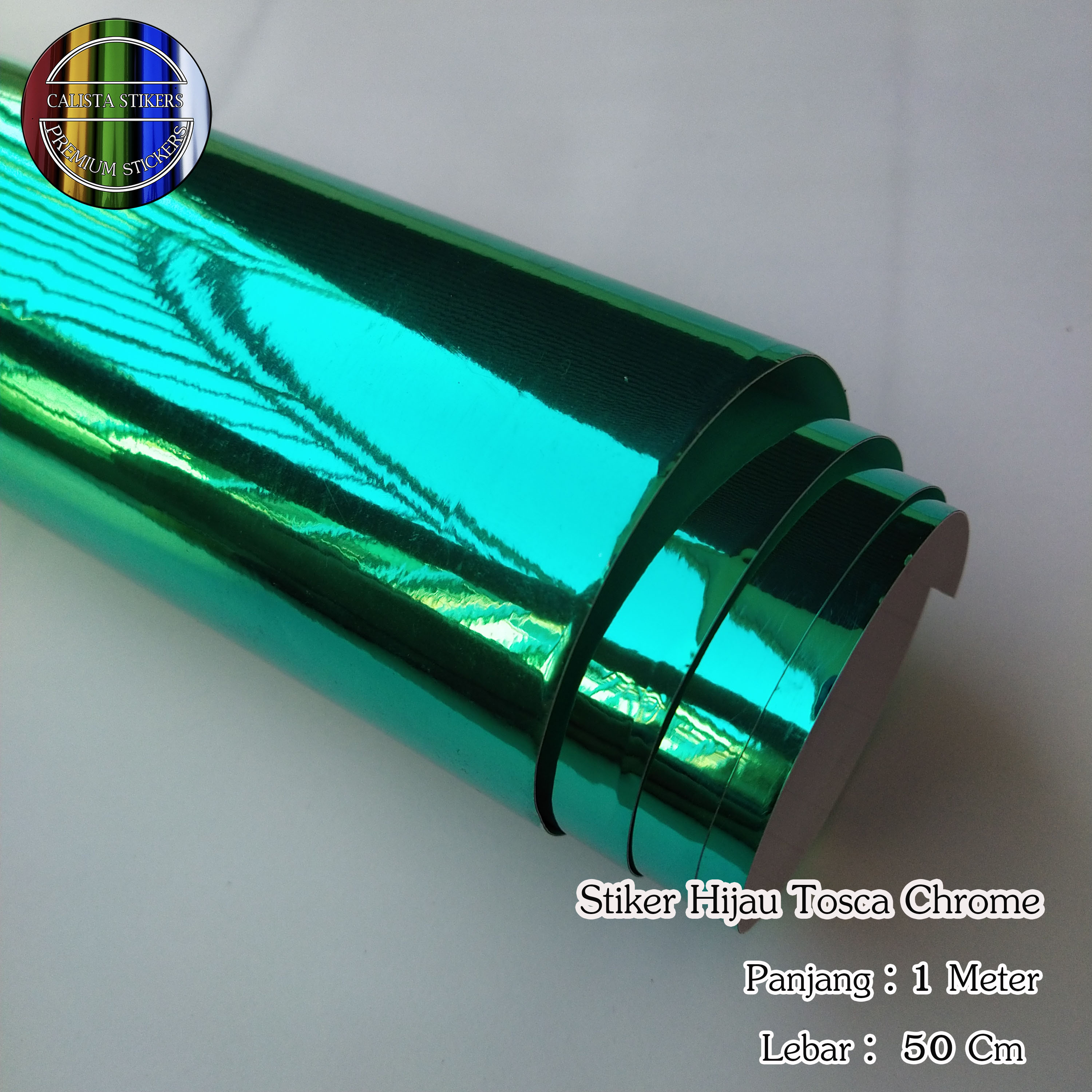 Stiker Skotlet Mirror Chrome Warna Hijau Glossy Ukuran P 1 Meter X