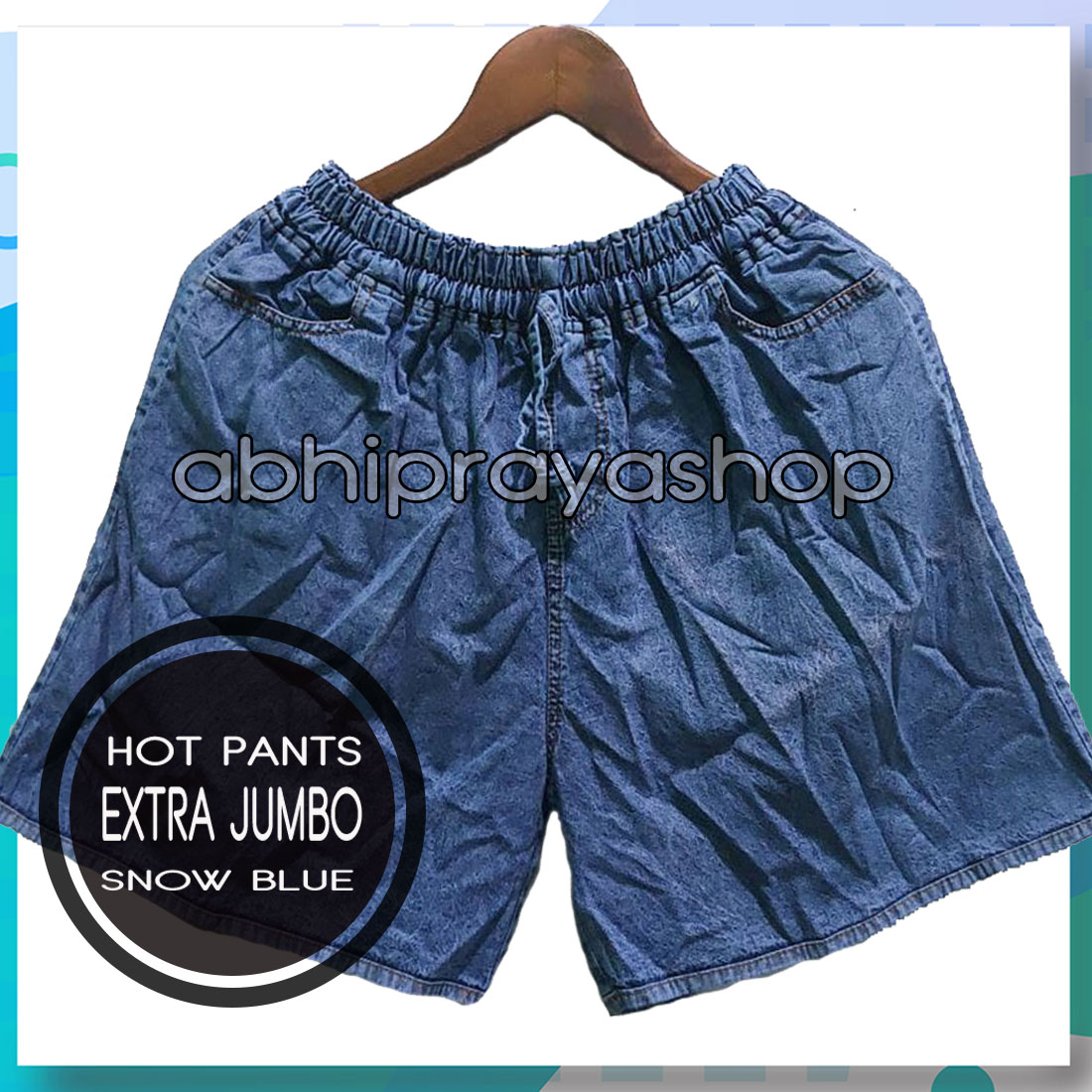 CELANA PENDEK JEANS WANITA SUPER JUMBO muat 100 KG - Celana Jeans