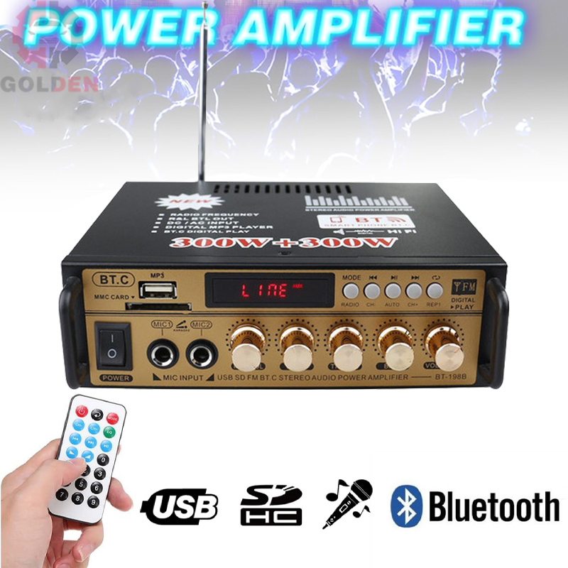 Power Amplifier Wireless Bluetooth Karaoke Fleco Bt198A 300w+300w