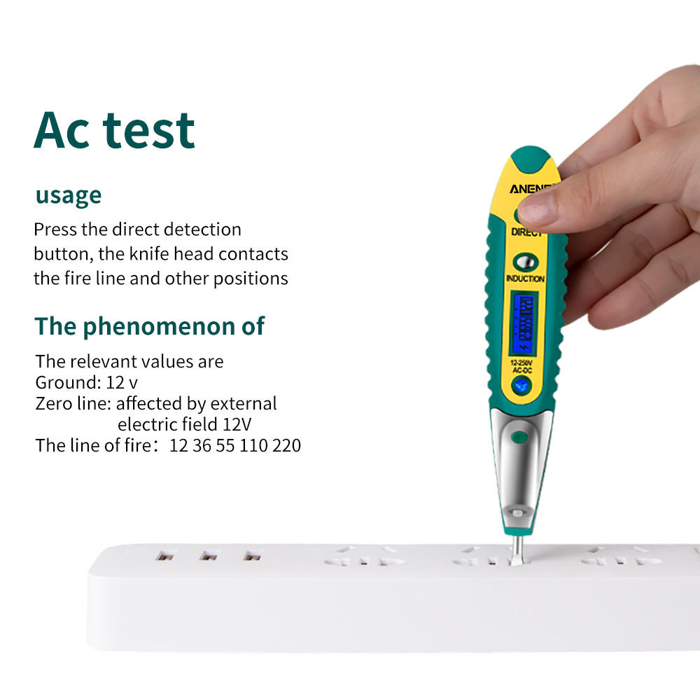 Bút Kiểm Tra Cảm Biến Thông Minh, Bút Kiểm Tra Điện Áp Màn Hình Kỹ Thuật Số LCD VD700 AC/DC 12-250V Điện Áp Tester Tuốc Nơ Vít Điện Bút Bút Dò Điện Áp Đa Năng Với Đèn LED Phụ Trợ