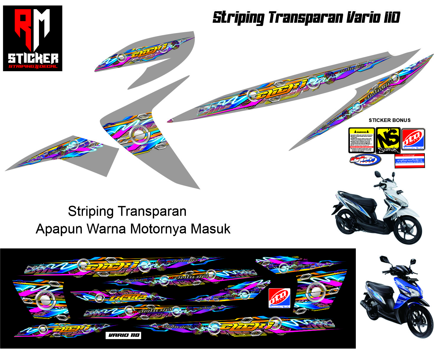 STRIPING VARIO LAMA 110 CC KARBU DAN FI STICKER TRANSPARAN KONTES BABYLOOK MOTHAI VARIASI 4 Lazada Indonesia