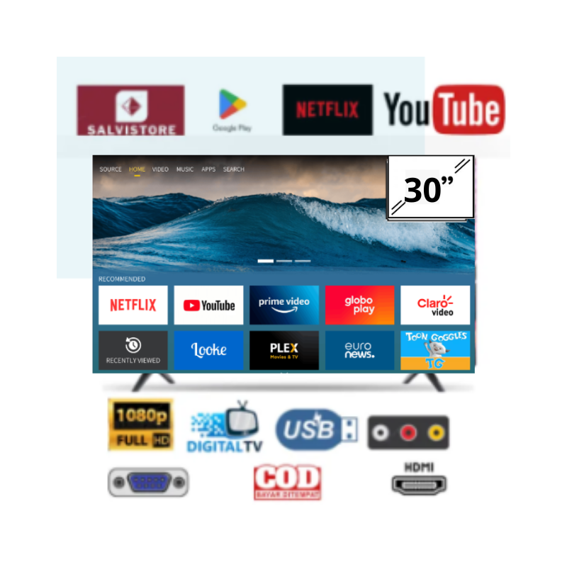[Android 11] Smart TV 30 inch Digital Led TV Net Flix Youtube Weyon TV