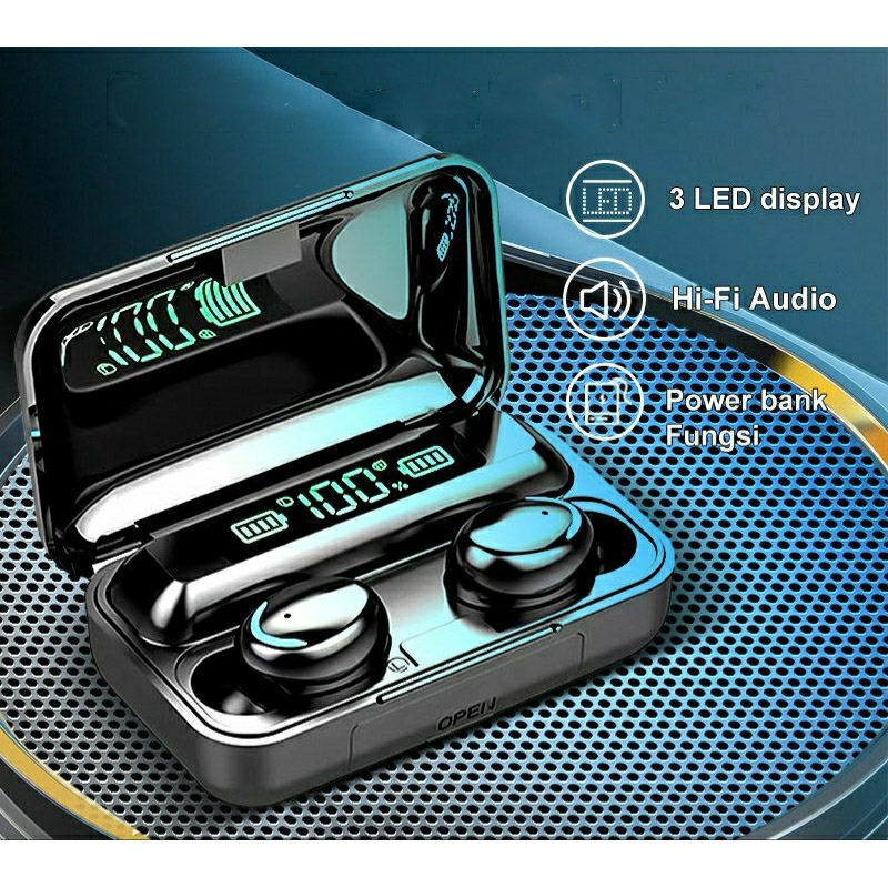F9-5 Earphone Bluetooth Full Bass Powerbank 2000mAh