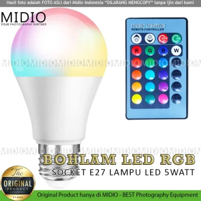 Midio Lampu Bohlam RGB dengan Remote Control E27 5Watt