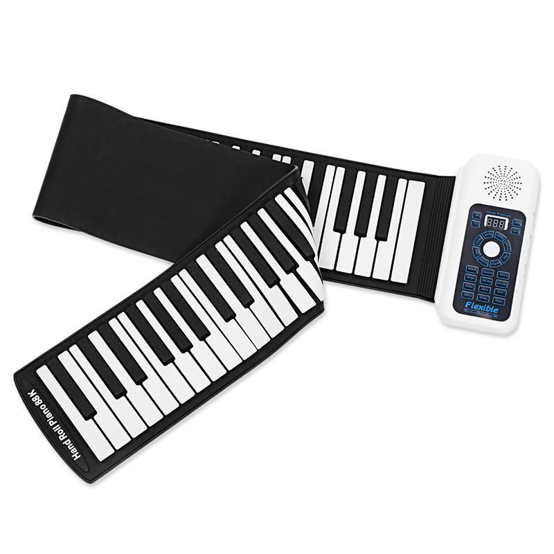 Portable Silicone+plastic 88 Keys Hand Roll Up Electronic Piano Keyboard With MIDI Learning Learning Toy Music Toy Musical Instrument (US Plug)