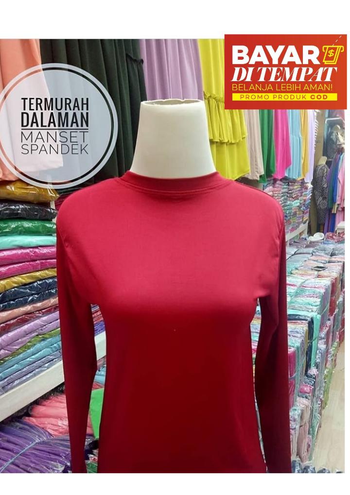 MANSET BAJU KAOS ATASAN LENGAN TANGAN PANJANG BAHAN SPANDEK SIZE M - L -XL (JUMBO) WARNA TERLENGKAP