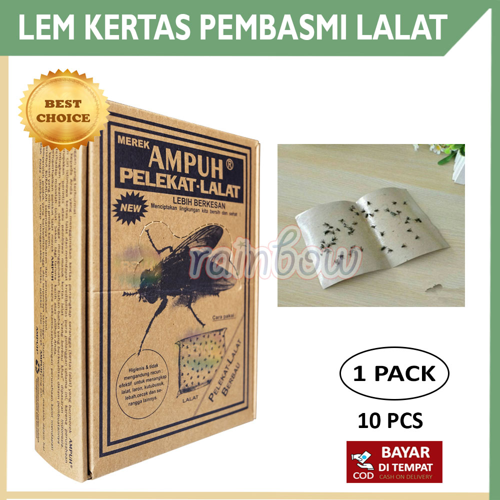 1 Pack Isi 10 Pcs Lem Lalat Kertas Super Lengket Lem Kertas Perangkap