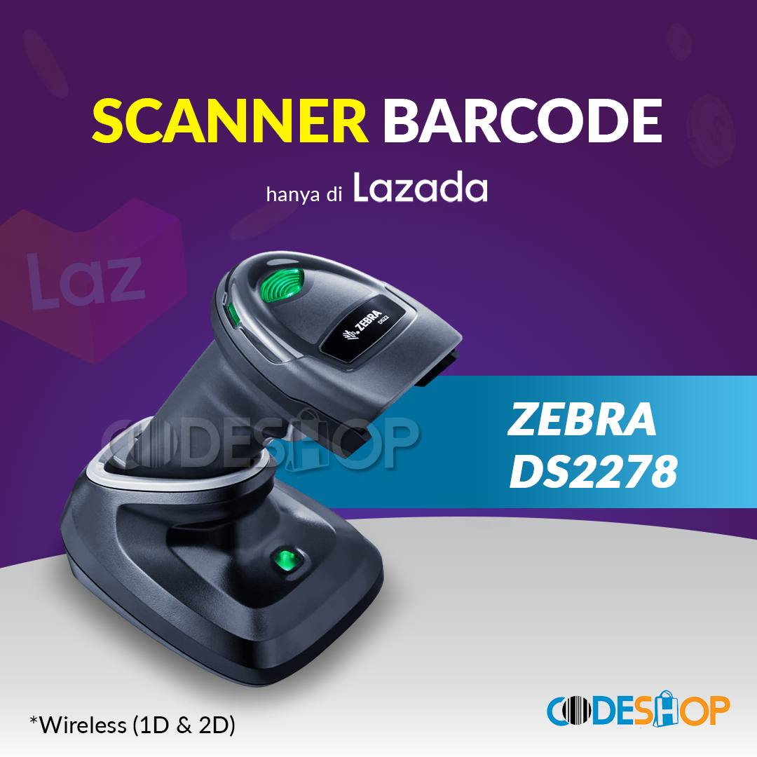 Zebra DS2278 Scanner Barcode Imager 2 Dimensi Cordless Auto Scan