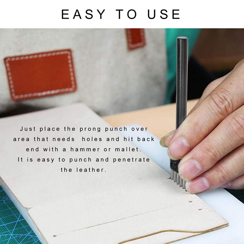 COLYUPO Leather Prong Punch Tools 4/5/6mm 1/2/4/6 Prong Lacing Stitching Chisel Diamond Leather Hole Punch Set For DIY Punching Sewing Leathercraft Making