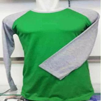 RAGLAN POLOS LENGAN PANJANG/BADAN HIJAU LENGAN ABU MISTY MLXLXXL UNISEX