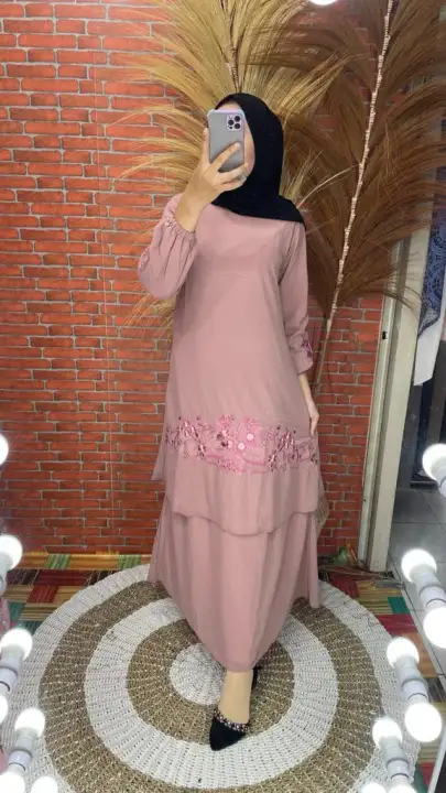 Gamis Malaysia Terbaru Gamis Pesta Gamis Seruty Babydoll Bordir Gamis Sifon Mix Bordir Timbul Lazada Indonesia