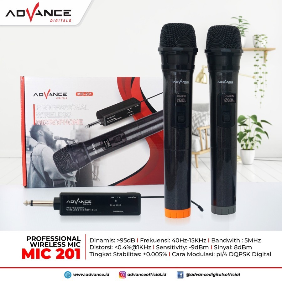 Advance MIC201 Dua Microphone Wireless Professsional Mic Karaoke