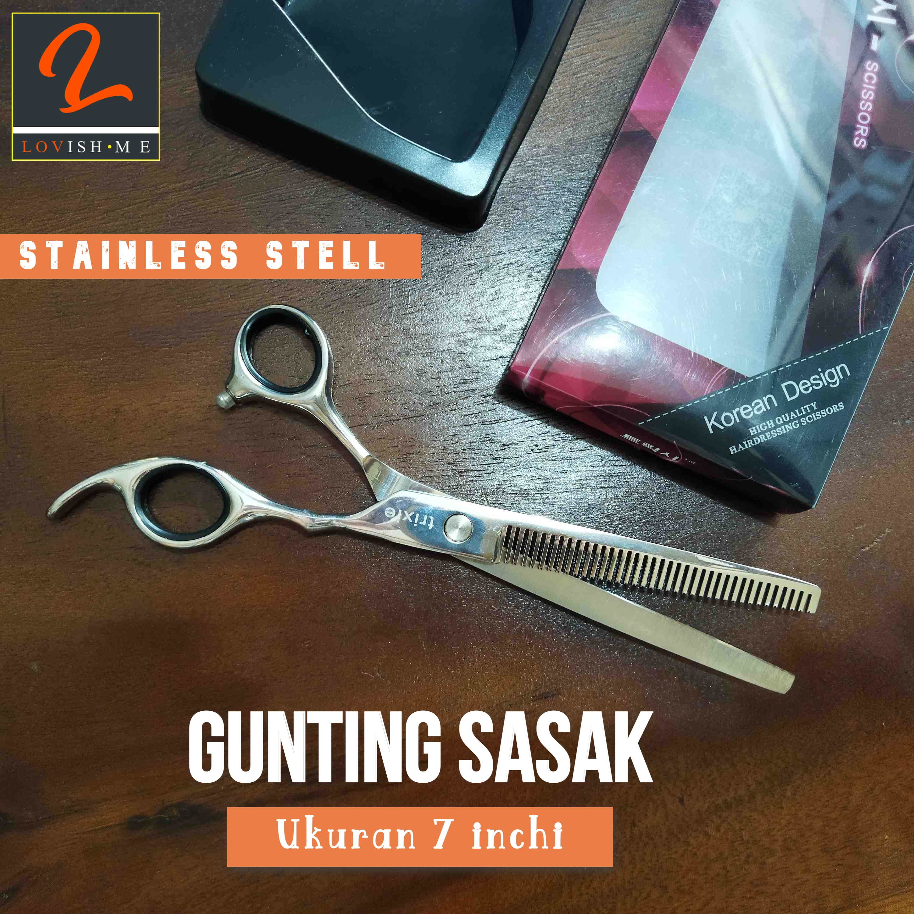 Gunting Sasak Rambut Besi Stainless Steel Ukuran Jumbo 7 Inchi Gunting Penipis Made In Korea 