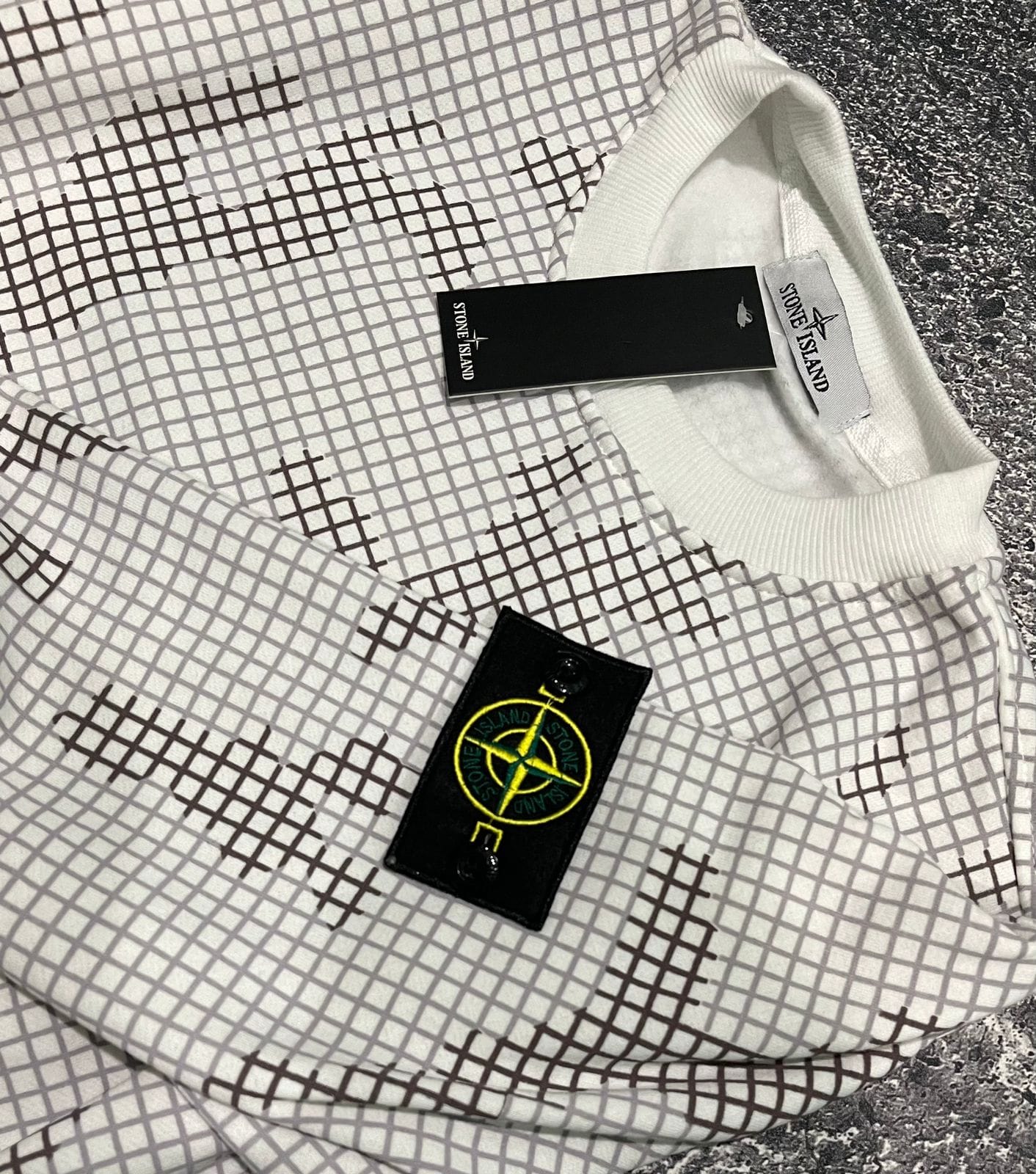 SWEETER CREWNECK STONE ISLAND GRID CAMO /CASUAL Sweater Hoodie
