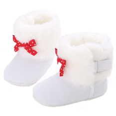 Bayi Balita Sepatu Non-slip Sepatu Musim Dingin Bayi Perempuan Plus Velvet Warm Snow Boots 0-12 Bulan WMC9051 (putih)