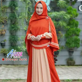 Gamis Terbaru Aizza Orange By Swarga Hijab Lazada Indonesia