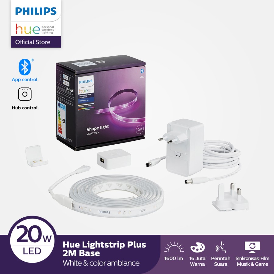 Philips Lampu LED Hue Lighstrip 2M Base 20W - White and Color Ambiance ...