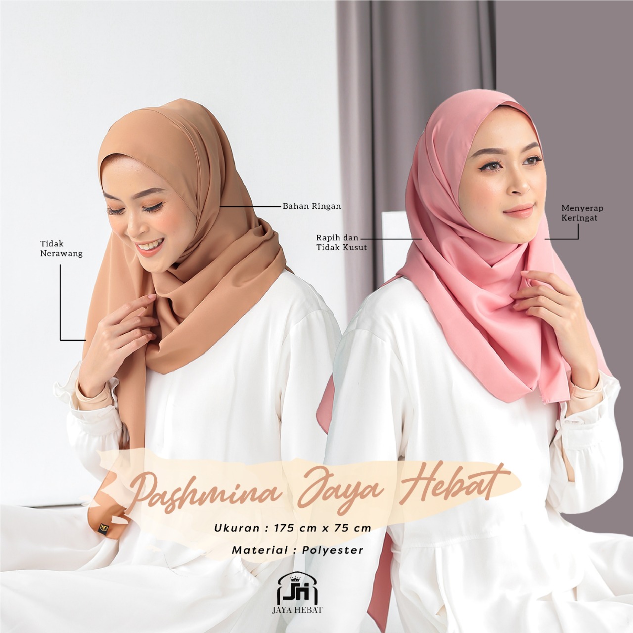(COD) Jilbab Pashmina / Jilbab Pasmina Polos Basic Panjang / Kerudung Pashmina / Pashmina Sabyan / Pashmina Diamond JAYA HEBAT