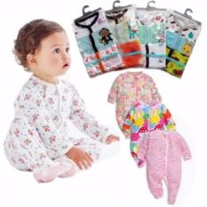 BAJU BAYI SLEEPSUIT 3IN1 (JUMPER TUTUP KAKI LENGAN PANJANG ) MOTIF CEWE