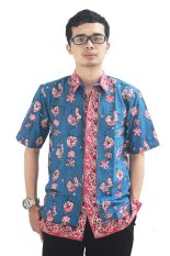 Batik Cap Jambi Model Baju Batik Pria Cap Asli Jambi Berkualistas - Zallatra - Biru + Gratis Canting