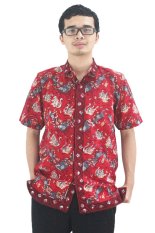 Batik Cap Jambi Model Baju Batik Pria Cap Asli Jambi Berkualistas - Zallatra - Merah