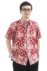 Batik Cap Jambi Model Baju Batik Pria Cap Asli Jambi Berkualistas - Zallatra - Merah