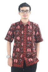 Batik Cap Jambi Model Baju Batik Pria Cap Asli Jambi Berkualistas - Zallatra - Merah + Gratis Canting