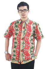 Batik Cap Jambi Model Baju Batik Pria Cap Asli Jambi Berkualistas - Zallatra - Merah + Gratis Canting