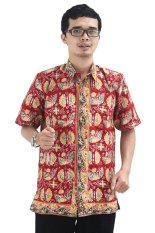 Batik Cap Jambi Model Baju Batik Pria Cap Asli Jambi Berkualistas - Zallatra - Merah+Kuning + Gratis Canting