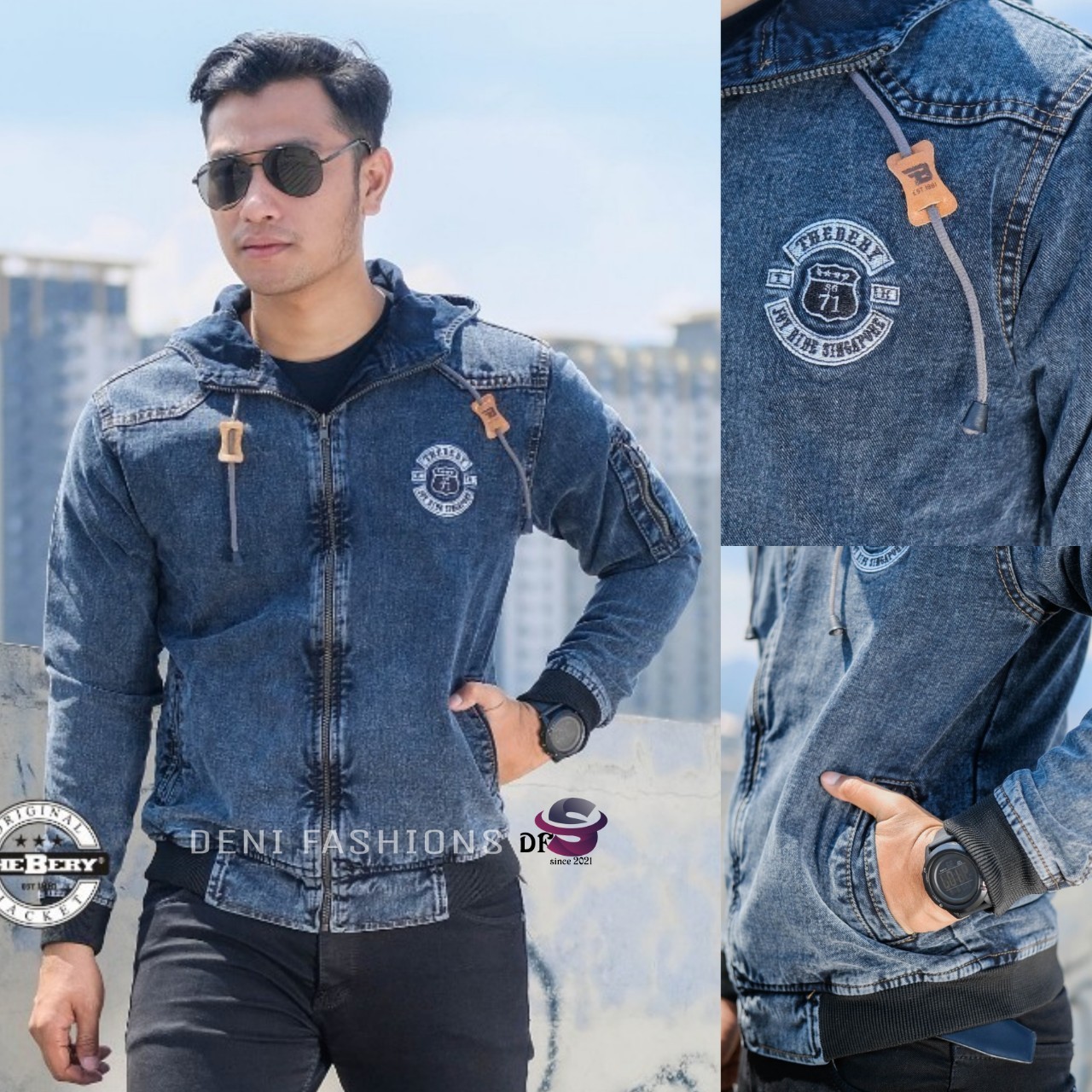 Jual Jaket Jeans Denim Hoodie Pria 