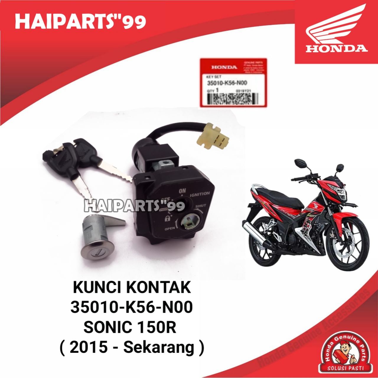 Kunci Kontak Key Set Honda Sonic 150R Original Honda 35010K56N00