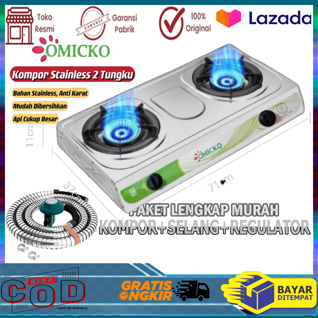 Kompor Omicko 2 Tungku Anti Karat Kompor Stainless 2 Tungku Lazada