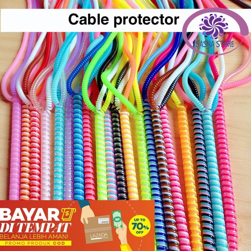 SS Pelindung Kabel 3 Warna Spiral BUY 1 GET 1 FREE / Protector Cable 3 Tone Karet Pelindung Kabel Pengamana Kabel Charger - Random Color