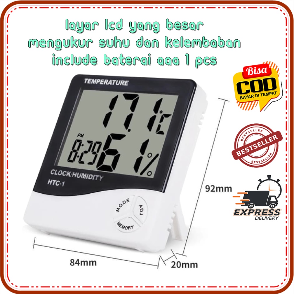 Termometer Suhu Ruangan HTC1 / Thermometer Hygrometer HTC 1 Digital