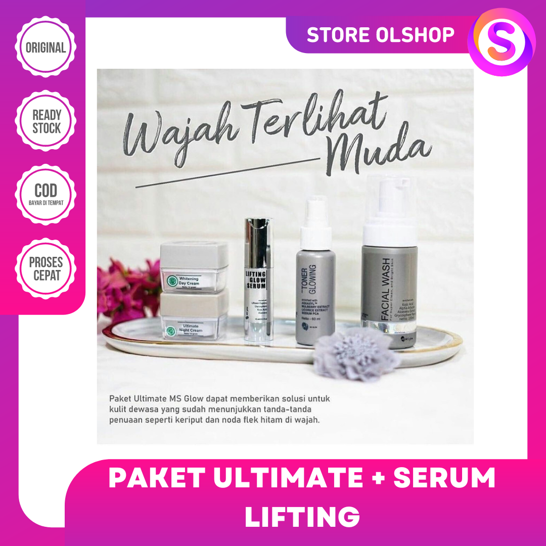 Paket Ultimate MS Glow + serum Lifting - Super MS Glow untuk Usia 40 Ke