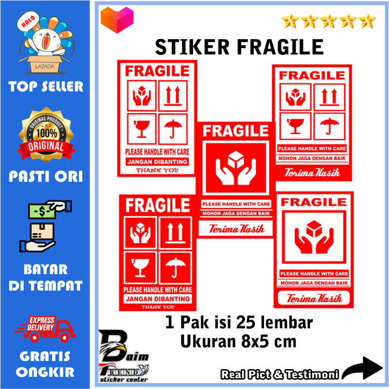 Stiker Fragile Sticker Thank You Produk Packing Olshop Please Handle ...