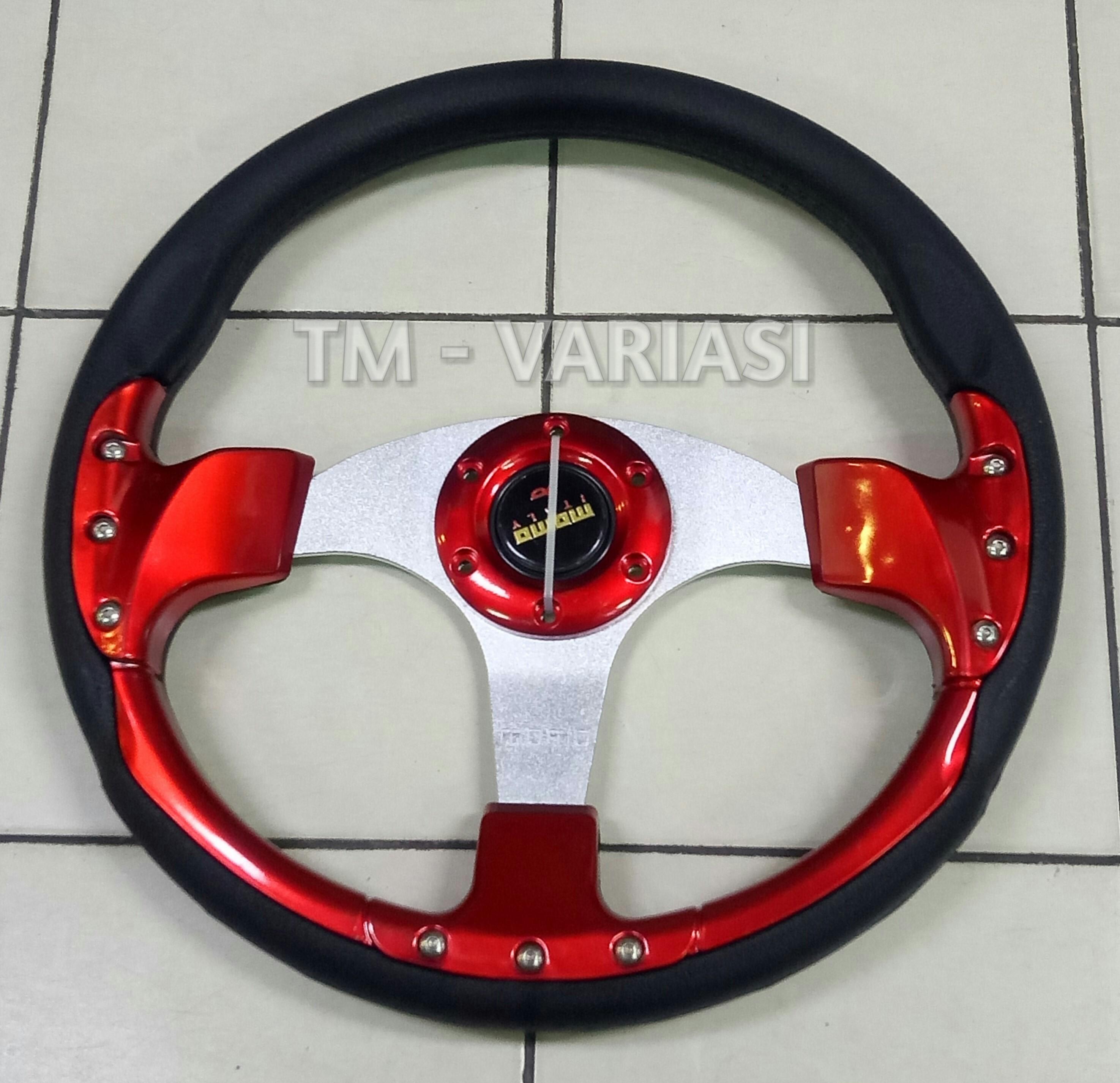 Stir Racing Momo 13 Inchi Import Merah Motif Rendah Baut Palang Silver ...